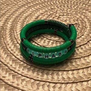 Hand Crafted Elphaba Green and Black Beaded Bracelet